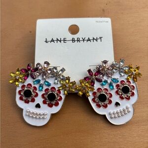 Lane Bryant Silver Skull Earrings with Gold Accents